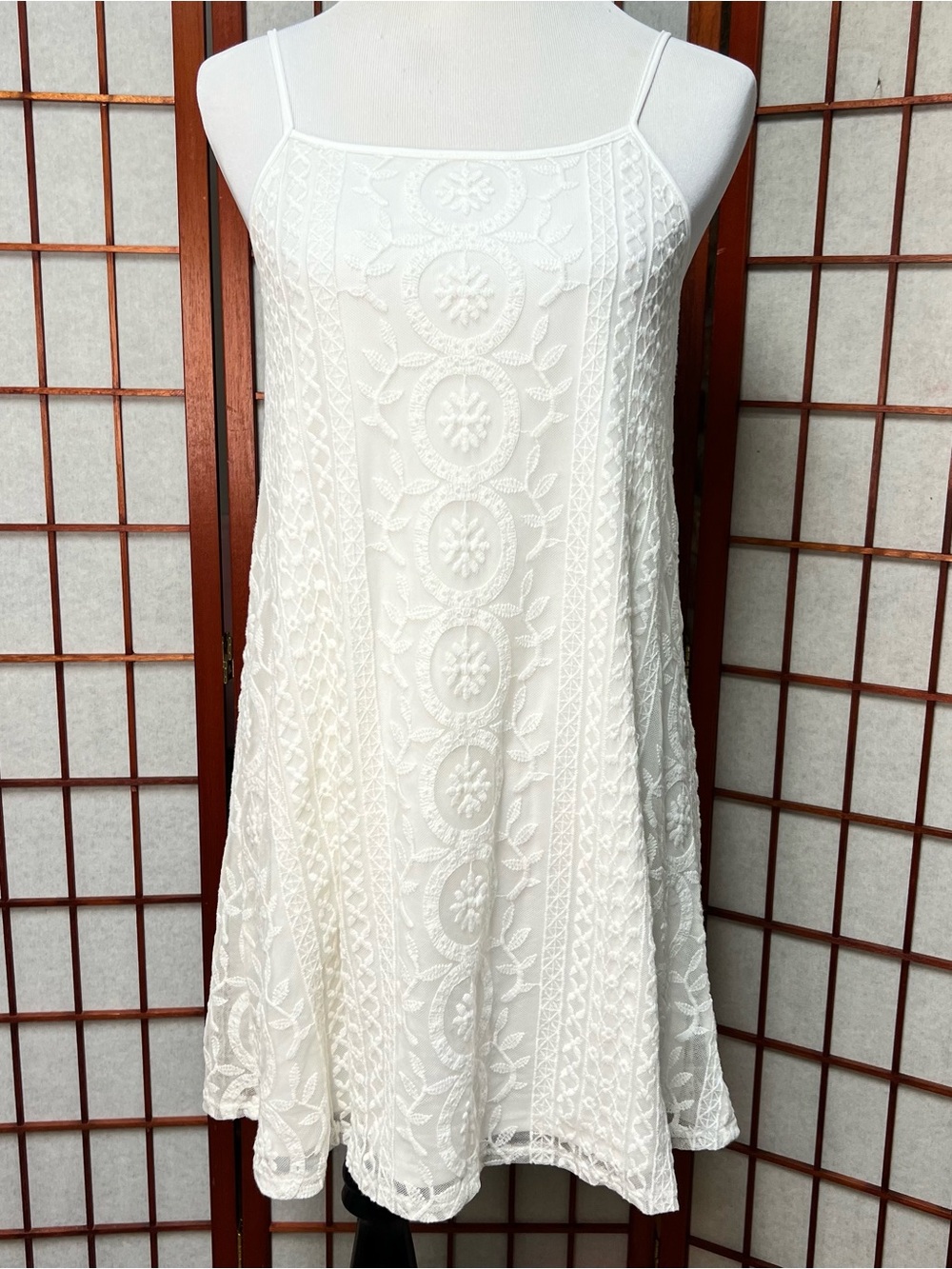 Garage White Embroidered Mini Dress